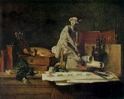 Jean Baptiste Simeon Chardin Still life with the Attributes  of Arts Sweden oil painting artist